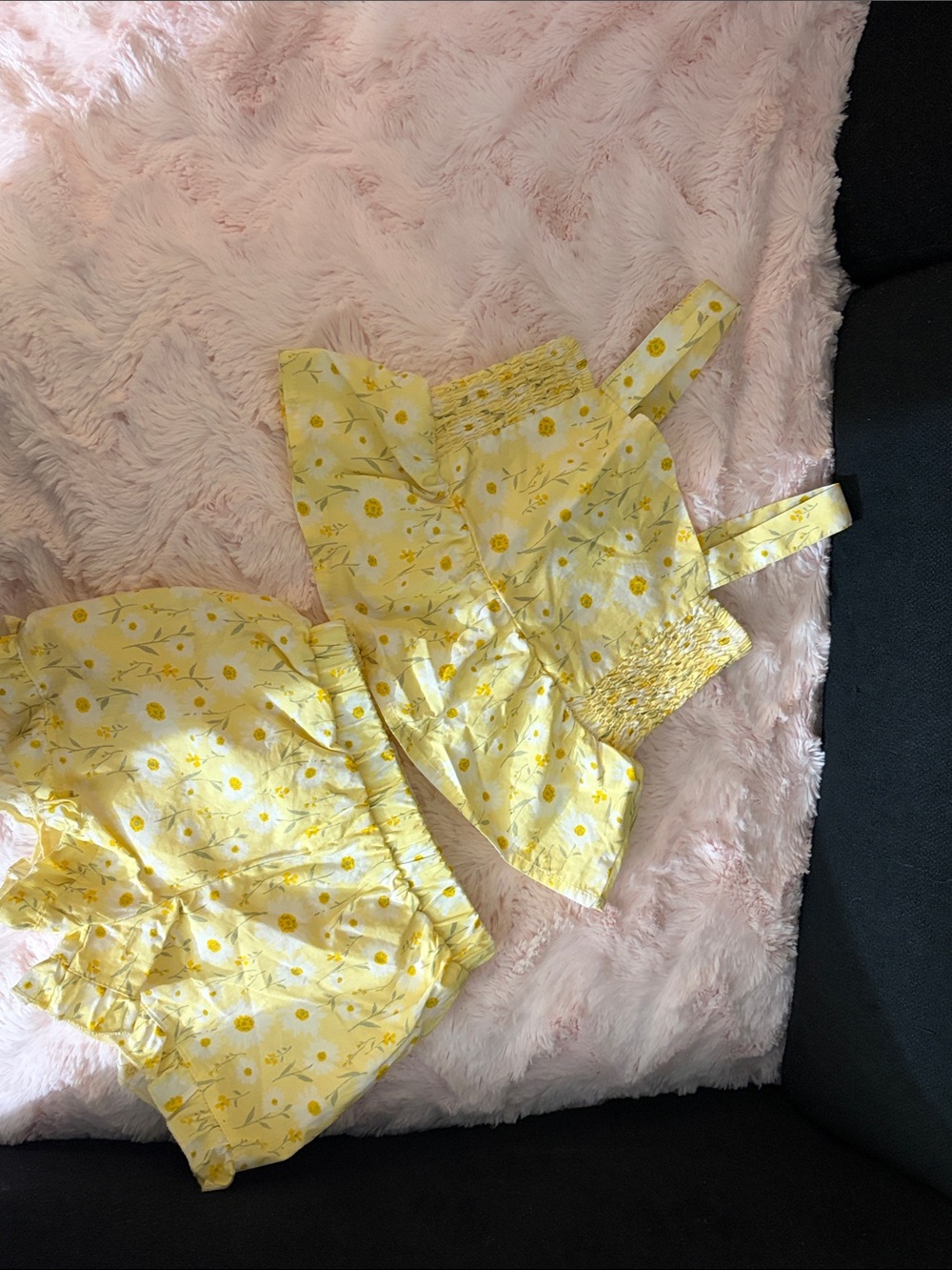 Yellow Floral Smocked Two-Piece Set